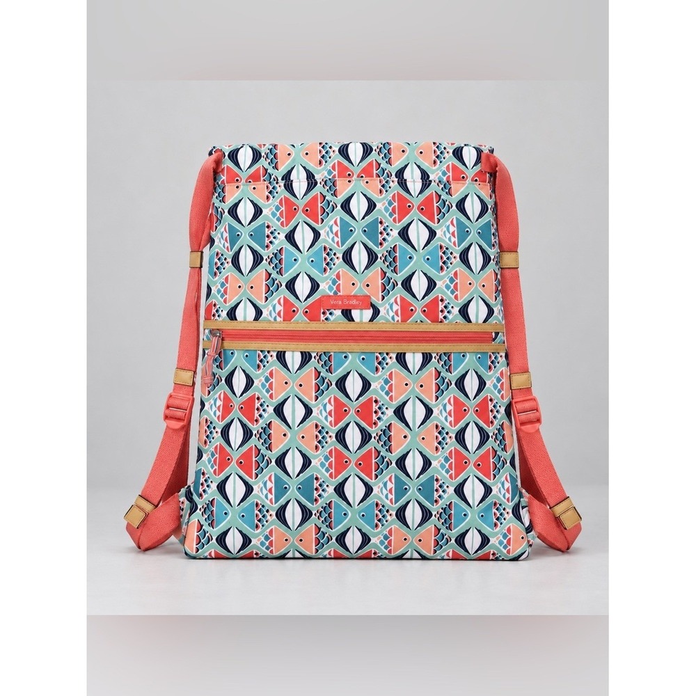 Vera Bradley Go Fish Lighten Up Backsack Travel Beach Coastal